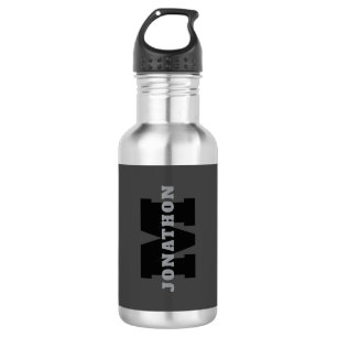 Ihr Name oder Firmenname   Modern maskulines Grau Edelstahlflasche