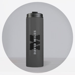 Ihr Name oder Firmenname   Modern maskulines Grau Thermosbecher