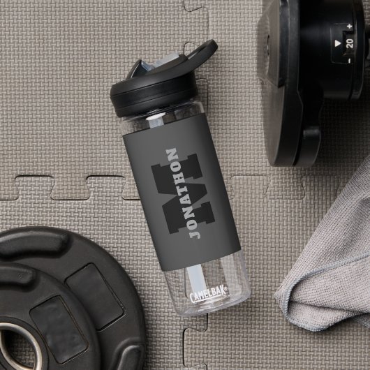 Ihr Name oder Geschäftsname | Modern maskulines Gr Trinkflasche (Fitnessstudio)