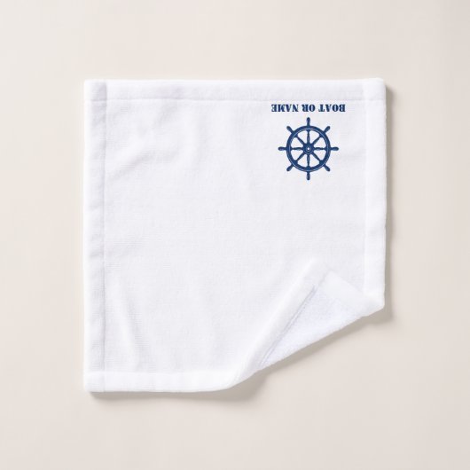 Ihr Name oder Ihr Boot Nautical Ships Wheel Helm Badhandtuch Set (Waschlappen)