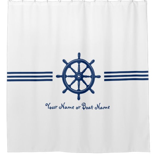 Ihr Name oder Ihr Boot Nautical Ships Wheel Helm Duschvorhang (Vorderseite)