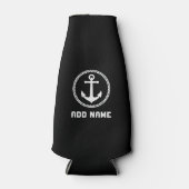 Ihr Name oder Ihr Bootsanker Schwarz-weiß Flaschenkühler (Vorderseite)