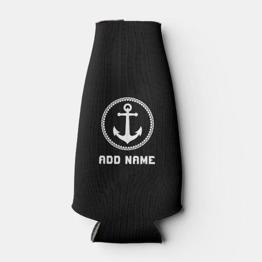 Ihr Name oder Ihr Bootsanker Schwarz-weiß Flaschenkühler (Vorderseite)