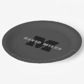 Ihr Name oder Ihr Firmenname | Modern Masculine Gr Pappteller (Schrägansicht)