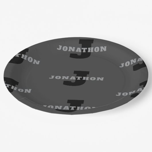 Ihr Name oder Ihr Firmenname | Modern Masculine Gr Pappteller (Schrägansicht)