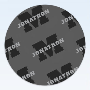 Ihr Name oder Ihr Firmenname   Modern Masculine Gr Runder Aufkleber