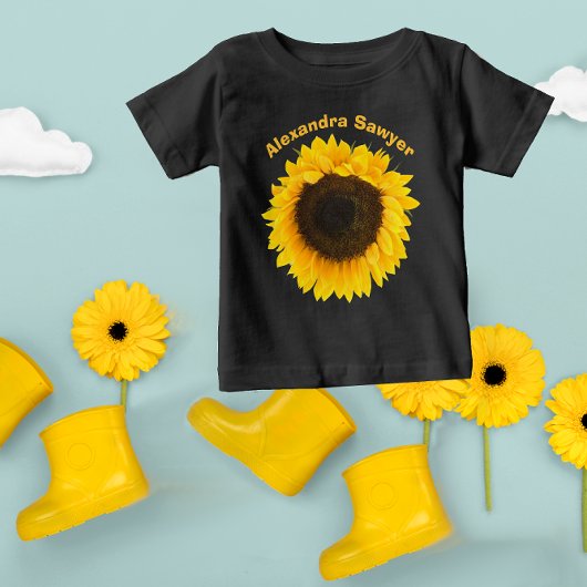 Ihr Name oder Kurzes Zitat Sonnenblumen Baby T-shirt