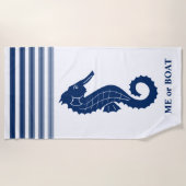 Ihr Name oder Seepferd Schiffsname Blau Streifen Strandtuch (Vorderseite)