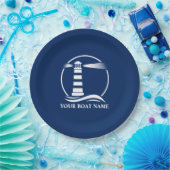 Ihr Name oder Text Lighthouse Navy Blue Pappteller (Party)