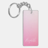 Ihr Name oder Wort | Hübsch Pink Ombre Gradient Schlüsselanhänger (Vorderseite links)