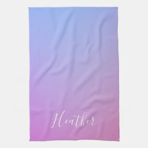 Ihr Name oder Wort Lila Rosa und Blau Farbverlau Geschirrtuch