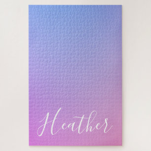 Ihr Name oder Wort Lila Rosa und Blau Farbverlau Puzzle