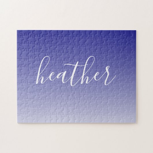 Ihr Name oder Wort | Navy Blue Ombre Gradient Puzzle (Horizontal)