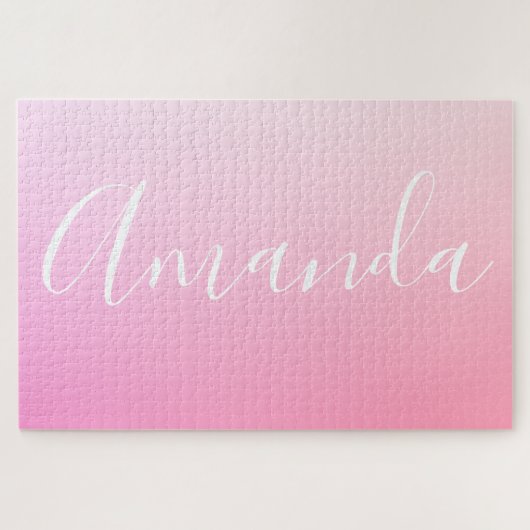Ihr Name oder Wort | Pink Gradient Ombre Puzzle (Horizontal)