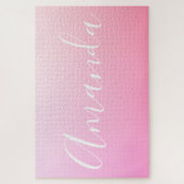 Ihr Name oder Wort | Pink Gradient Ombre Puzzle (Vertikal)