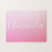 Ihr Name oder Wort | Pink Gradient Ombre Puzzle (Horizontal)