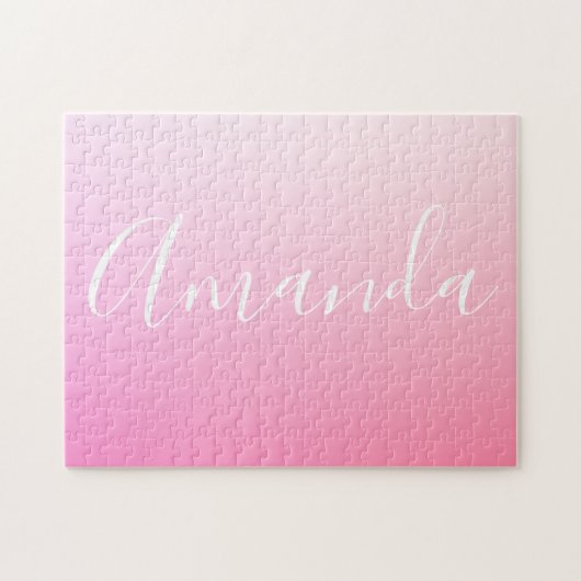 Ihr Name oder Wort | Pink Gradient Ombre Puzzle (Horizontal)