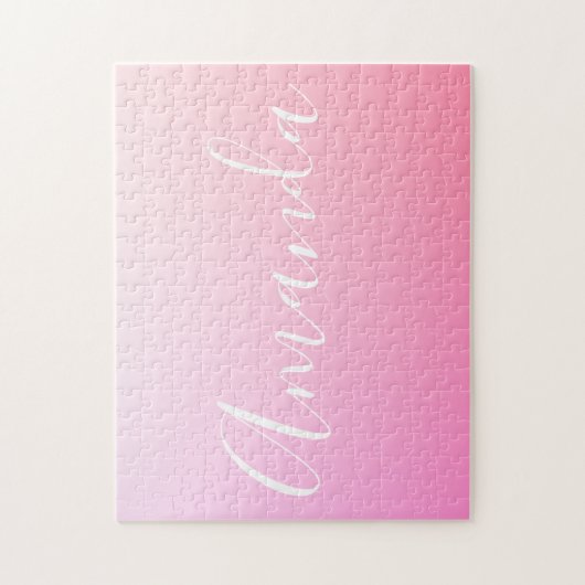 Ihr Name oder Wort | Pink Gradient Ombre Puzzle (Vertikal)