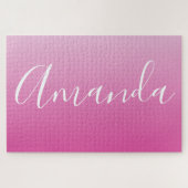 Ihr Name oder Wort | Pink Gradient Ombre Puzzle (Horizontal)