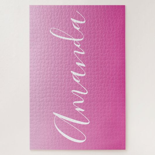 Ihr Name oder Wort | Pink Gradient Ombre Puzzle (Vertikal)