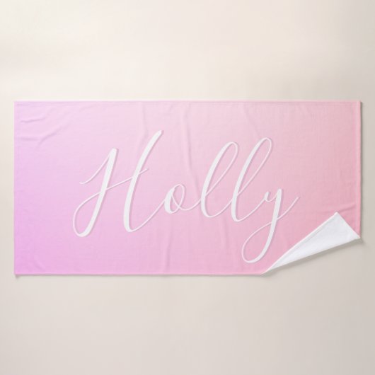 Ihr Name oder Wort | Pink Ombre Gradation Badehandtuch (Badehandtuch)