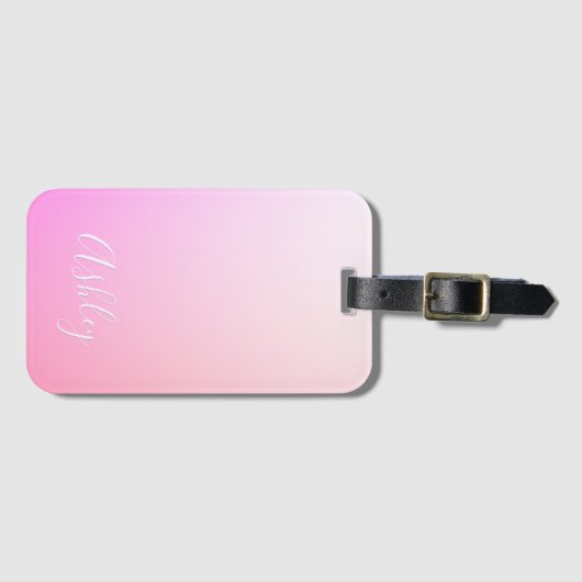 Ihr Name oder Wort | Pink Ombre Gradation Gepäckanhänger (Vorderseite (Horizontal))