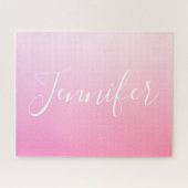 Ihr Name oder Wort | Pink Ombre Gradation Puzzle (Horizontal)