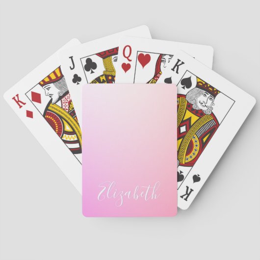 Ihr Name oder Wort | Pink Ombre Gradation Spielkarten (Rückseite)