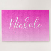 Ihr Name oder Wort | Pinkfarbene Farblinie Puzzle (Horizontal)