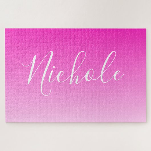 Ihr Name oder Wort | Pinkfarbene Farblinie Puzzle (Horizontal)