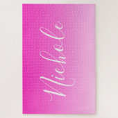 Ihr Name oder Wort | Pinkfarbene Farblinie Puzzle (Vertikal)