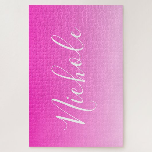 Ihr Name oder Wort | Pinkfarbene Farblinie Puzzle (Vertikal)