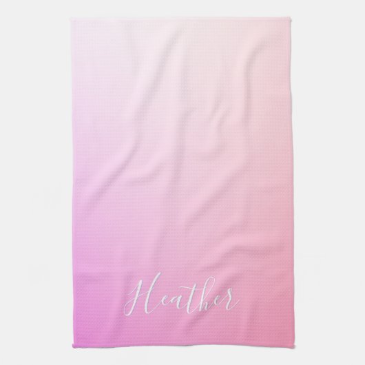 Ihr Name oder Wort | Rosa Ombre-Abstufung Geschirrtuch (Vertikal)