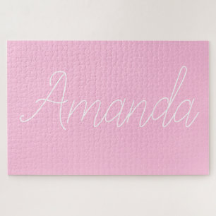 Ihr Name oder Wort   Rosa und Weiß Puzzle