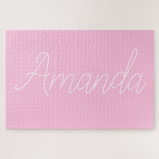 Ihr Name oder Wort | Rosa und Weiß Puzzle (Horizontal)