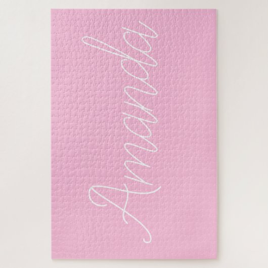 Ihr Name oder Wort | Rosa und Weiß Puzzle (Vertikal)