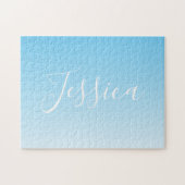 Ihr Name oder Wort | Sky Blue Ombre Gradient Puzzle (Horizontal)