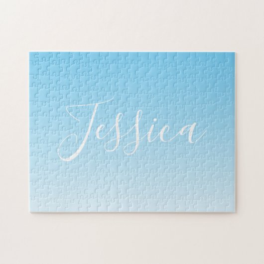 Ihr Name oder Wort | Sky Blue Ombre Gradient Puzzle (Horizontal)