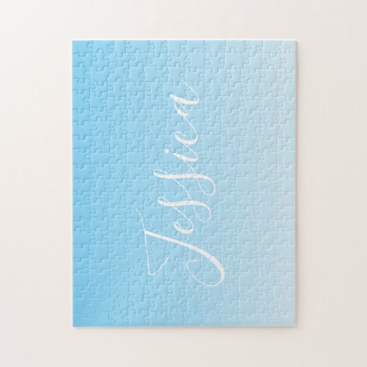Ihr Name oder Wort | Sky Blue Ombre Gradient Puzzle (Vertikal)