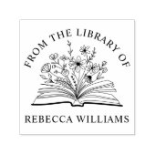Ihr Name Open Book & Blume aus der Bibliothek Permastempel (Design)