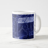 Ihr Name - Patchwork, Blume, Wirbel - Blau Jumbo-Tasse (Vorderseite Rechts)