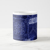 Ihr Name - Patchwork, Blume, Wirbel - Blau Jumbo-Tasse (Vorderseite)