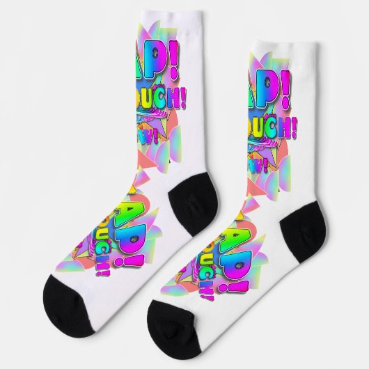 IHR NAME personalisieren Zap Ouch Pow Crew Socks Socken (Linkes Detail)