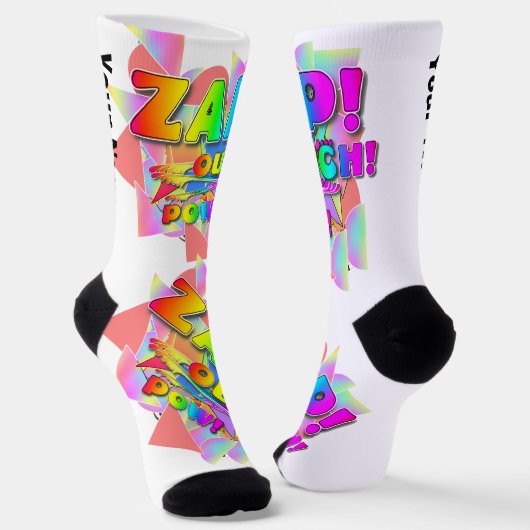 IHR NAME personalisieren Zap Ouch Pow Crew Socks Socken (Gewinkelt)