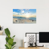 Ihr Name Personalisiert Beach Scene mit Seagulls Poster (Heimbüro)