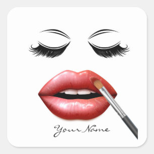 Ihr Name Personalisiert Lippen und Augenlider Quadratischer Aufkleber