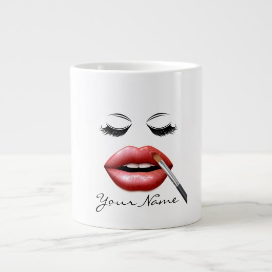 Ihr Name Personalisiert Lippen und Eyelash-Kaffee Jumbo-Tasse (Vorderseite)