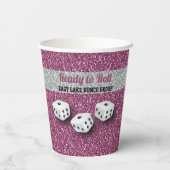 Ihr Name Pink Sparkle Dice Bunco  Pappbecher (Rückseite)