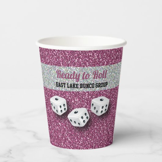 Ihr Name Pink Sparkle Dice Bunco  Pappbecher (Rückseite)