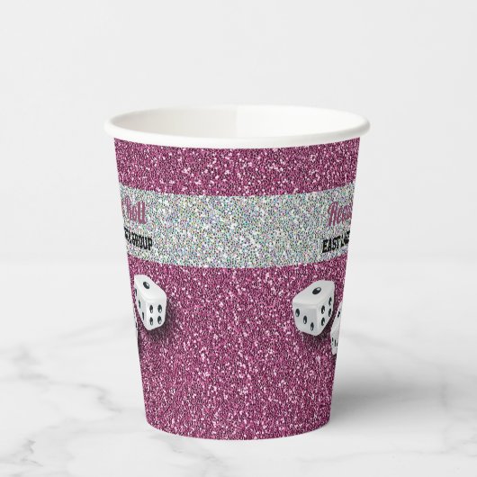 Ihr Name Pink Sparkle Dice Bunco  Pappbecher (Links)
